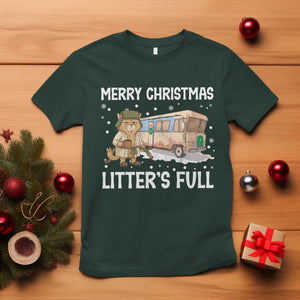 Funny Merry Christmas Litter's Full Cat Parody T Shirt Xmas Movie TS11 Dark Forest Green Print Your Wear