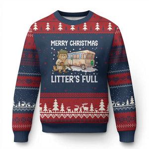 Funny Merry Xmas Litter's Full Cat Parody Ugly Christmas Sweater Xmas Movie TS11 Navy Red Print Your Wear