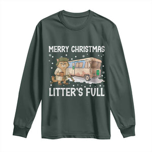 Funny Merry Christmas Litter's Full Cat Parody Long Sleeve Shirt Xmas Movie TS11 Dark Forest Green Print Your Wear