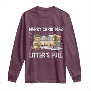 Funny Merry Christmas Litter's Full Cat Parody Long Sleeve Shirt Xmas Movie TS11 Maroon Print Your Wear