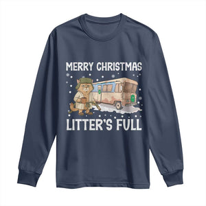 Funny Merry Christmas Litter's Full Cat Parody Long Sleeve Shirt Xmas Movie TS11 Navy Print Your Wear