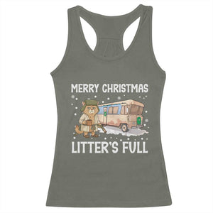 Funny Merry Christmas Litter's Full Cat Parody Racerback Tank Top Xmas Movie TS11 Military Green Print Your Wear