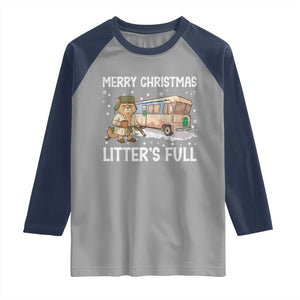 Funny Merry Christmas Litter's Full Cat Parody Raglan Shirt Xmas Movie TS11 Sport Gray Navy Print Your Wear