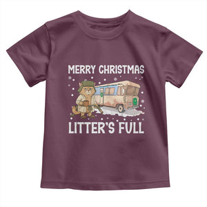 Funny Merry Christmas Litter's Full Cat Parody Toddler T Shirt Xmas Movie TS11 Maroon Print Your Wear
