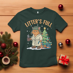 Funny Christmas Vacation Movie Litter's Full Cat T Shirt Xmas Tree TS11 Dark Forest Green Print Your Wear