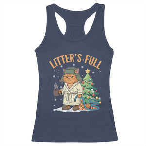Funny Christmas Vacation Movie Litter's Full Cat Racerback Tank Top Xmas Tree TS11 Navy Print Your Wear