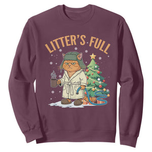 Funny Christmas Vacation Movie Litter's Full Cat Sweatshirt Xmas Tree TS11 Maroon Print Your Wear