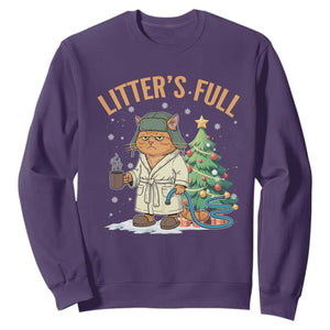 Funny Christmas Vacation Movie Litter's Full Cat Sweatshirt Xmas Tree TS11 Purple Print Your Wear