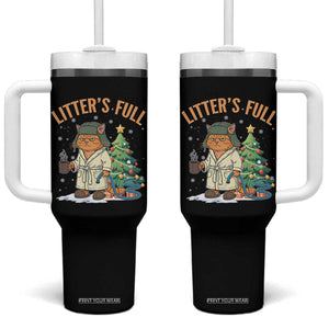 Funny Christmas Vacation Movie Litter's Full Cat Tumbler With Handle Xmas Tree TS11 One Size: 40 oz Black Print Your Wear