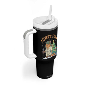 Funny Christmas Vacation Movie Litter's Full Cat Tumbler With Handle Xmas Tree TS11 Print Your Wear