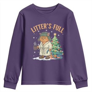 Funny Christmas Vacation Movie Litter's Full Cat Youth Sweatshirt Xmas Tree TS11 Purple Print Your Wear