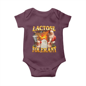 Funny Christmas Santa Lactose Tolerant Baby Onesie Xmas Tummy Ironic Sarcastic Meme TS11 Maroon Print Your Wear