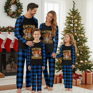 Funny Christmas Santa Lactose Tolerant Plaid Pajama Set Xmas Tummy Ironic Sarcastic Meme TS11 Blue Plaid Print Your Wear
