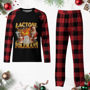 Funny Christmas Santa Lactose Tolerant Plaid Pajama Set Xmas Tummy Ironic Sarcastic Meme TS11 Buffalo Plaid Print Your Wear