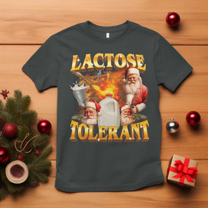 Funny Christmas Santa Lactose Tolerant T Shirt Xmas Tummy Ironic Sarcastic Meme TS11 Dark Heather Print Your Wear