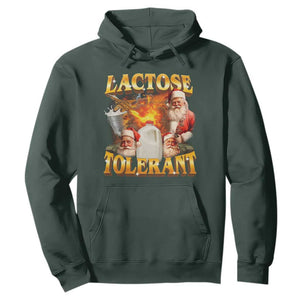 Funny Christmas Santa Lactose Tolerant Hoodie Xmas Tummy Ironic Sarcastic Meme TS11 Dark Forest Green Print Your Wear