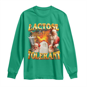 Funny Christmas Santa Lactose Tolerant Long Sleeve Shirt Xmas Tummy Ironic Sarcastic Meme TS11 Irish Green Print Your Wear