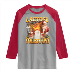 Funny Christmas Santa Lactose Tolerant Raglan Shirt Xmas Tummy Ironic Sarcastic Meme TS11 Sport Gray Red Print Your Wear