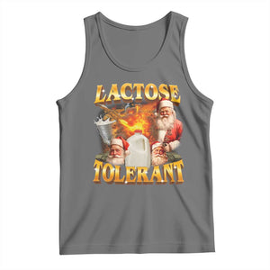 Funny Christmas Santa Lactose Tolerant Tank Top Xmas Tummy Ironic Sarcastic Meme TS11 Black Heather Print Your Wear