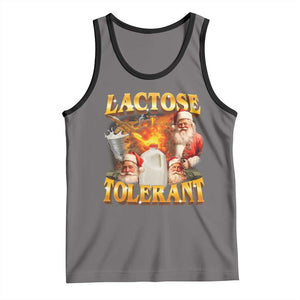Funny Christmas Santa Lactose Tolerant Tank Top Xmas Tummy Ironic Sarcastic Meme TS11 Deep Heather Black Print Your Wear