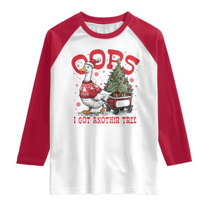 Funny Oops I Got Another Tree Funny Christmas Goose Raglan Shirt TS11 White Red Print Your Wear