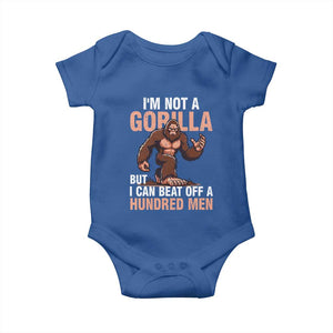 I'm Not A Gorilla But I Can't Beat Off A Hundred Men Baby Onesie Funny Bigfoot Meme TS11 Royal Blue Print Your Wear