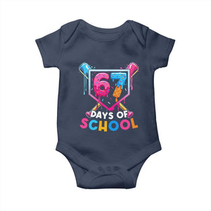 Funny 67 Days Of School Baseball Drip Baby Onesie Six Seven Meme Gen Alpha TS11 Navy Print Your Wear