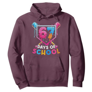 Funny 67 Days Of School Baseball Drip Hoodie Six Seven Meme Gen Alpha TS11 Maroon Print Your Wear