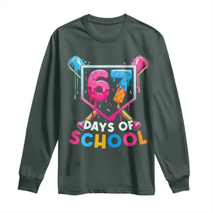 Funny 67 Days Of School Baseball Drip Long Sleeve Shirt Six Seven Meme Gen Alpha TS11 Dark Forest Green Print Your Wear
