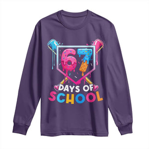 Funny 67 Days Of School Baseball Drip Long Sleeve Shirt Six Seven Meme Gen Alpha TS11 Purple Print Your Wear