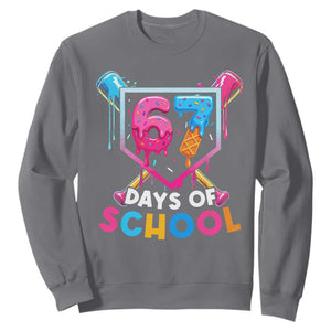 Funny 67 Days Of School Baseball Drip Sweatshirt Six Seven Meme Gen Alpha TS11 Charcoal Print Your Wear