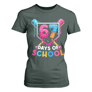 Funny 67 Days Of School Baseball Drip T Shirt For Women Six Seven Meme Gen Alpha TS11 Dark Forest Green Print Your Wear