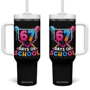 Funny 67 Days Of School Baseball Drip Tumbler With Handle Six Seven Meme Gen Alpha TS11 One Size: 40 oz Black Print Your Wear