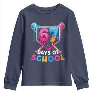 Funny 67 Days Of School Baseball Drip Youth Sweatshirt Six Seven Meme Gen Alpha TS11 Navy Print Your Wear