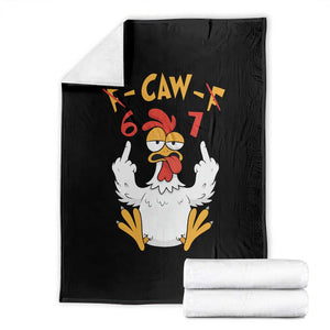 Funny F Caw F 67 Meme Throw Blanket Cartoon Chicken Six Seven Poultry Humor TS11 Black Print Your Wear