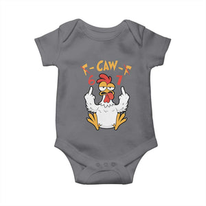 Funny F Caw F 67 Meme Baby Onesie Cartoon Chicken Six Seven Poultry Humor TS11 Charcoal Print Your Wear