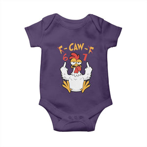 Funny F Caw F 67 Meme Baby Onesie Cartoon Chicken Six Seven Poultry Humor TS11 Purple Print Your Wear