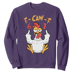 Funny F Caw F 67 Meme Sweatshirt Cartoon Chicken Six Seven Poultry Humor TS11 Purple Print Your Wear