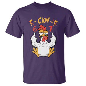 Funny F Caw F 67 Meme T Shirt Cartoon Chicken Six Seven Poultry Humor TS11 Purple Print Your Wear