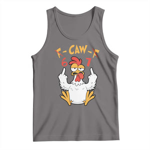 Funny F Caw F 67 Meme Tank Top Cartoon Chicken Six Seven Poultry Humor TS11 Deep Heather Print Your Wear