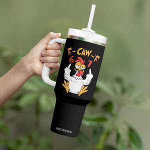 Funny F Caw F 67 Meme Tumbler With Handle Cartoon Chicken Six Seven Poultry Humor TS11 Print Your Wear