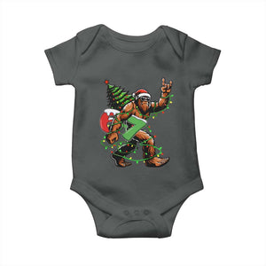 Funny Santa Bigfoot 67 Christmas Tree Xmas Lights Baby Onesie TS11 Dark Heather Print Your Wear