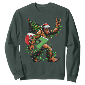 Funny Santa Bigfoot 67 Christmas Tree Xmas Lights Sweatshirt TS11 Dark Forest Green Print Your Wear