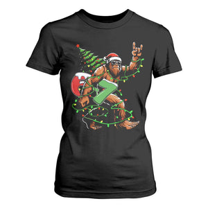 Funny Santa Bigfoot 67 Christmas Tree Xmas Lights T Shirt For Women TS11 Black Print Your Wear