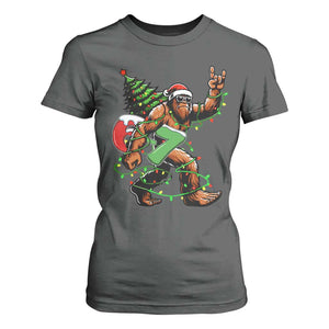 Funny Santa Bigfoot 67 Christmas Tree Xmas Lights T Shirt For Women TS11 Dark Heather Print Your Wear
