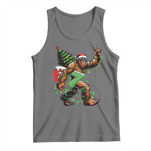 Funny Santa Bigfoot 67 Christmas Tree Xmas Lights Tank Top TS11 Black Heather Print Your Wear