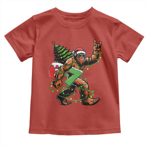 Funny Santa Bigfoot 67 Christmas Tree Xmas Lights Toddler T Shirt TS11 Red Print Your Wear