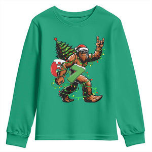 Funny Santa Bigfoot 67 Christmas Tree Xmas Lights Youth Sweatshirt TS11 Irish Green Print Your Wear
