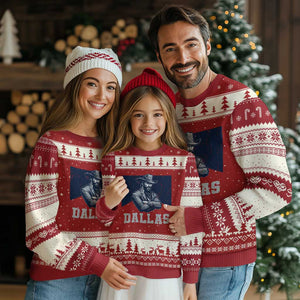 DFC Game Day Ugly Christmas Sweater Blue Star Football Game Sport Lover TS11 Red Beige Print Your Wear