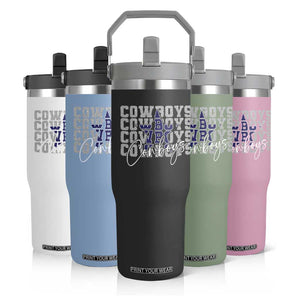 DFC Game Day Flip Straw Tumbler Blue Star Football Lover Faux Glitter TS11 Print Your Wear